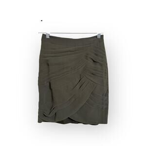 Banana Republic Women's Dark Green Ruffle Pleat Mini Pencil Skirt Size 0